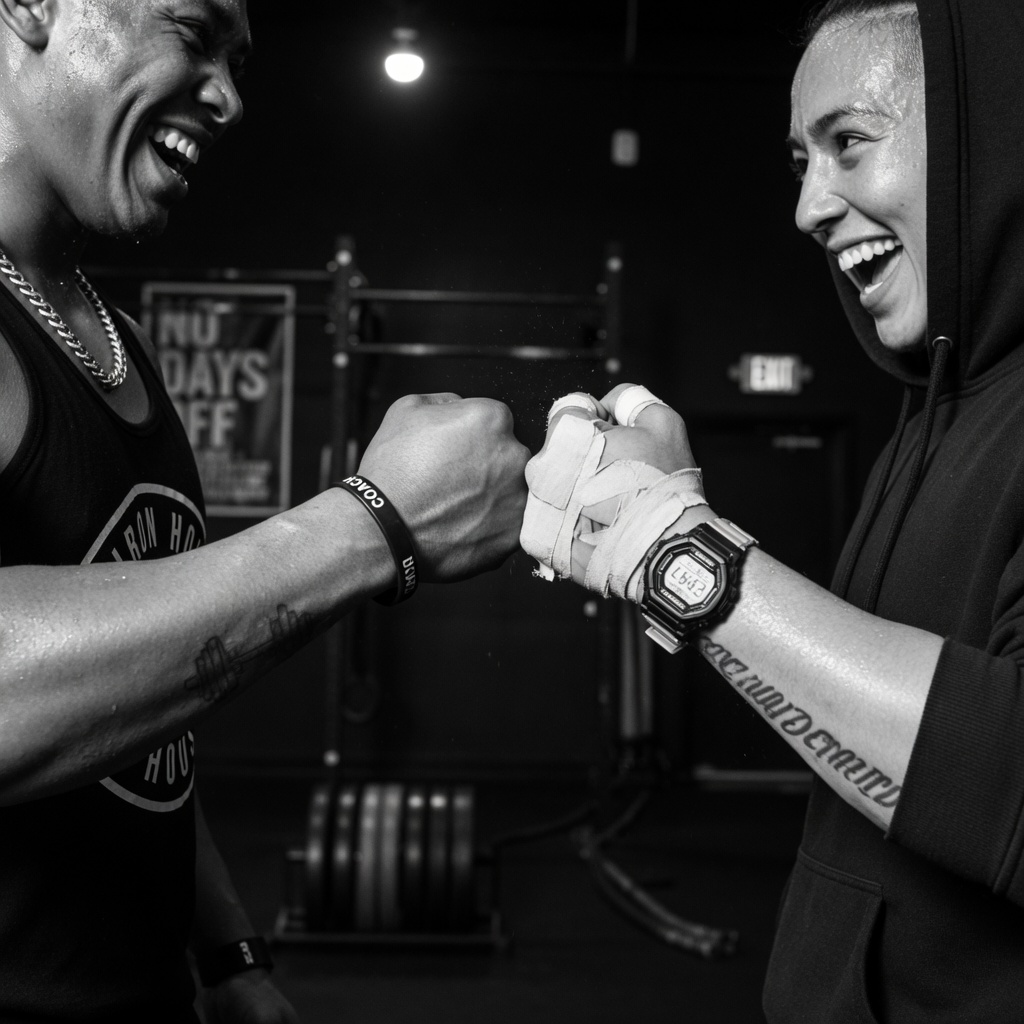 Trainers fist bumping